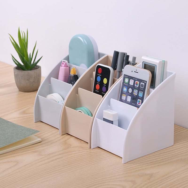3-Compartment Desktop Organizer Storage Box - Multi-Functional, Space-Saving