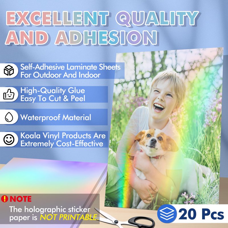 Rainbow Holographic Self-Adhesive Laminating Sheets A4 - 20 or 60 Sheets