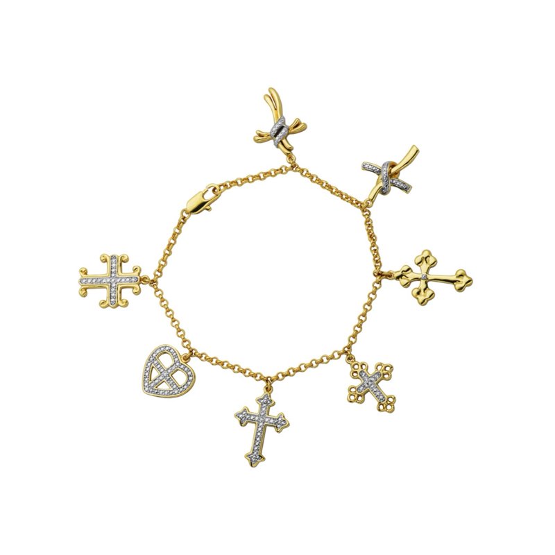 Diamond Accent Stacking Bracelets Set in 18k Gold over Bronze - Elegant Jewelry Gift for Women