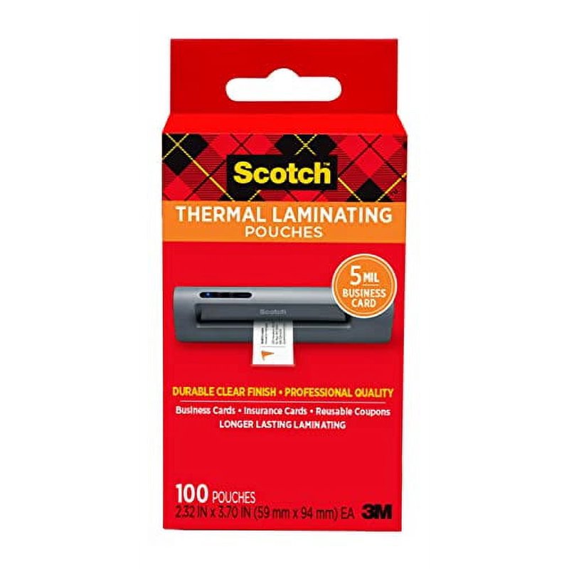 Thermal Laminating Pouches for Business Cards - 2 3/16 x 3 7/10 inch, Pack of 100
