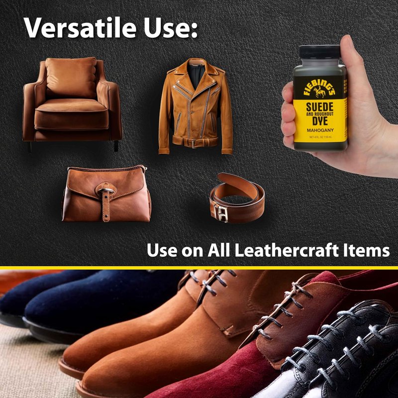 Suedes & Leather Dye - Mahogany 4 oz - Recolor, Brighten & Restore Shoes, Furniture, Purses
