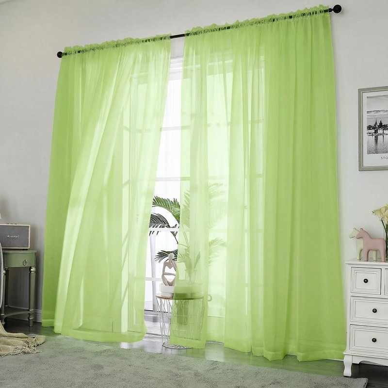 Sheer Curtains Set of 2 - Light Filtering Voile Drapes for Living Room & Bedroom