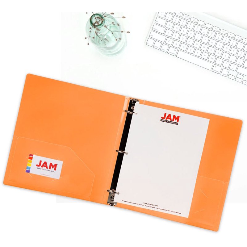 1.5 Inch Plastic Binder with Metal Rings - Orange Office Organizer