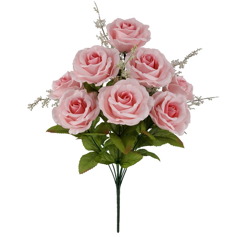 Artificial Pink Rose Bush - Indoor Decor, 17.5 Inch, 2 Pack