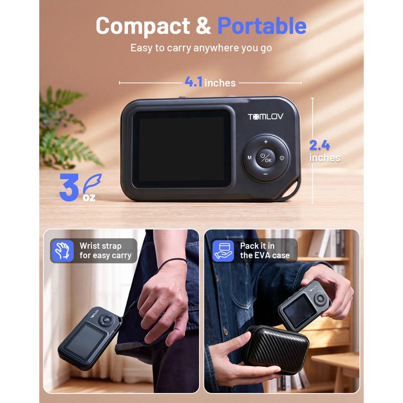 Portable Digital Microscope with 2.4" IPS Screen & Adjustable Focus for Jewelry & Nature