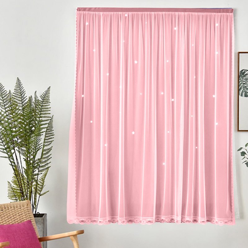 Blackout Star Curtain for Bedroom & Kids Room - Double Layer Window Decor
