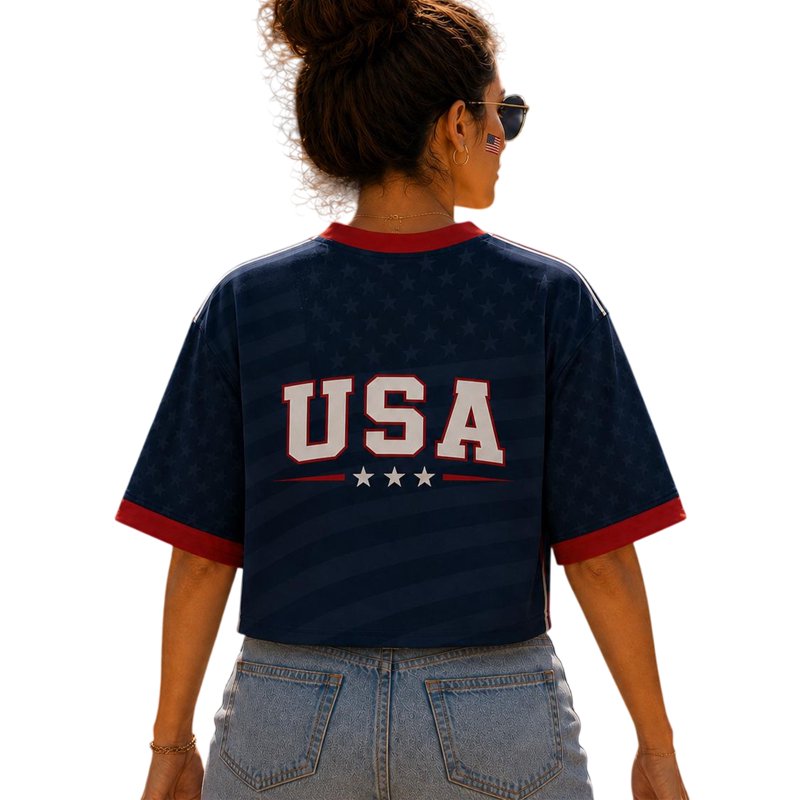 USA Crop Top Soccer Jersey America Supporter XS-3XL — Croptop Football Multicolor Variation: M