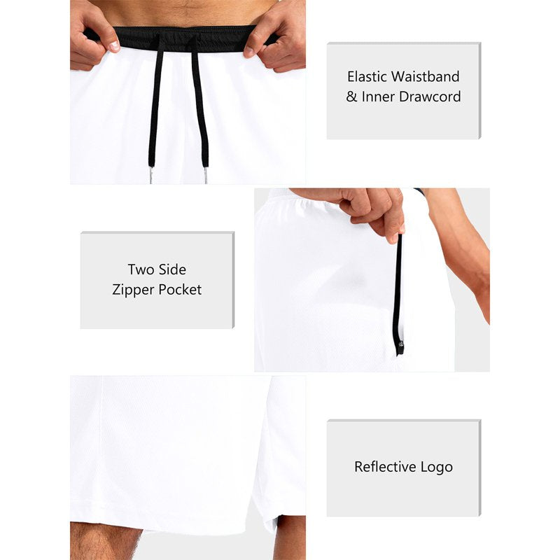 Men's Quick-Dry Basketball Shorts with Pockets - Lightweight Mesh Active Wear