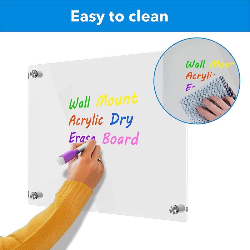 Magnetic Acrylic Calendar for Fridge Set with 5 Markers - Clear Dry Erase Planning Boards