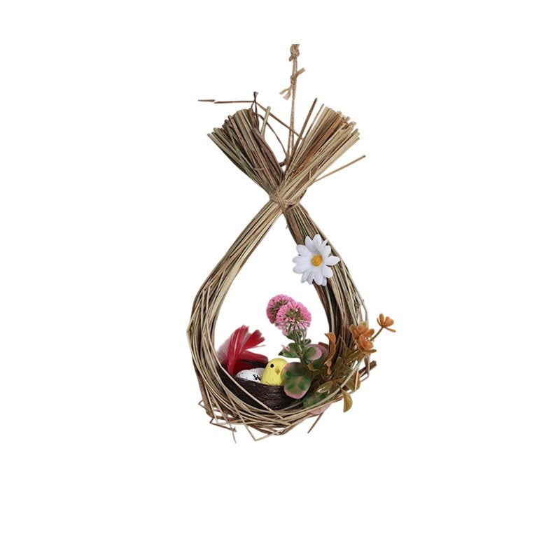 Easter Bunny Shaped Rattan Wreath Decoration for Holiday Home & Door Decor