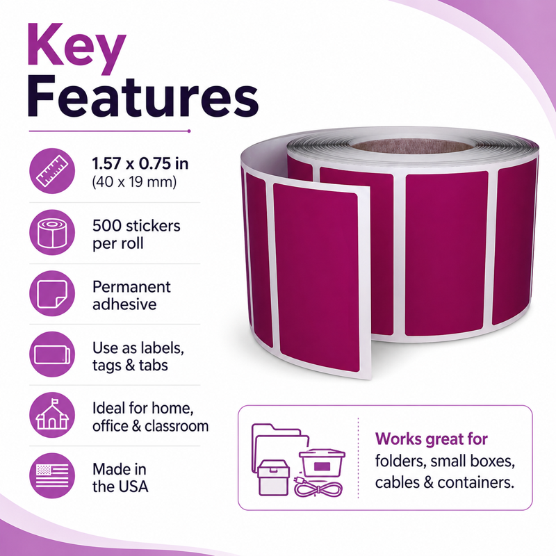 Color Coding Sticker Roll Labels - 1.57" x 0.75" - 500 Pack