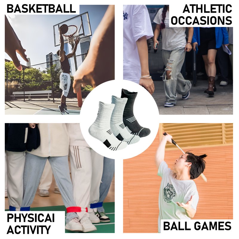 Men's Athletic Crew Socks 12 Pairs Breathable Sports Socks for Outdoor Activities