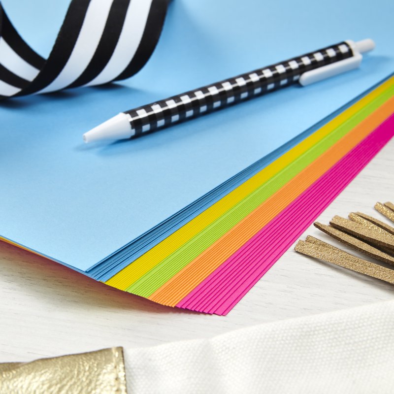 Vibrant Colored Cardstock Paper Pack - 8.5 x 11 Inches, 65 lb, 50 Sheets