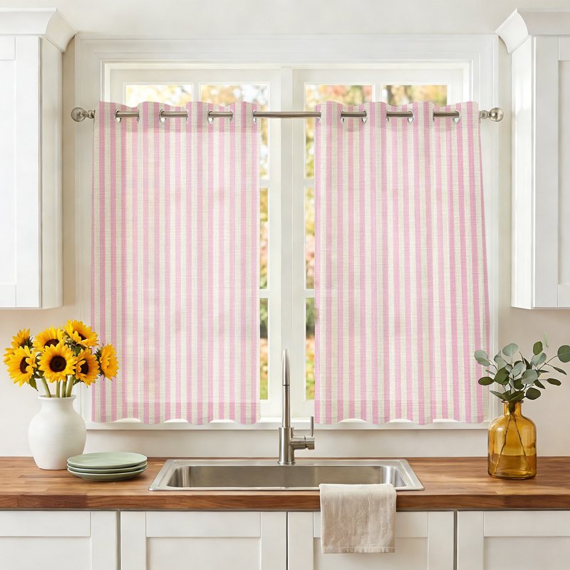 Sheer Curtains with Grommet Top - Light Filtering Linen Style Window Drapes
