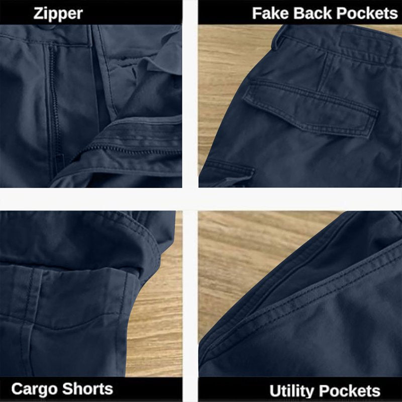 Men's Linen Cargo Shorts Summer Lightweight Casual Beach Golf Work Shorts Big & Tall