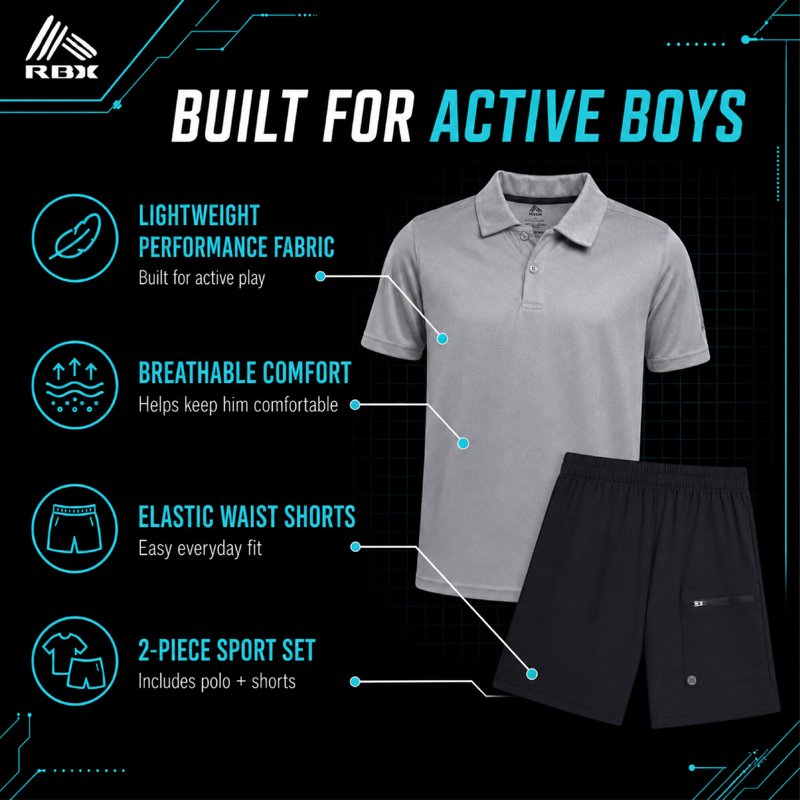 Boys Athletic Shorts and Polo Set - Moisture-Wicking Performance Outfit for Sports & Play
