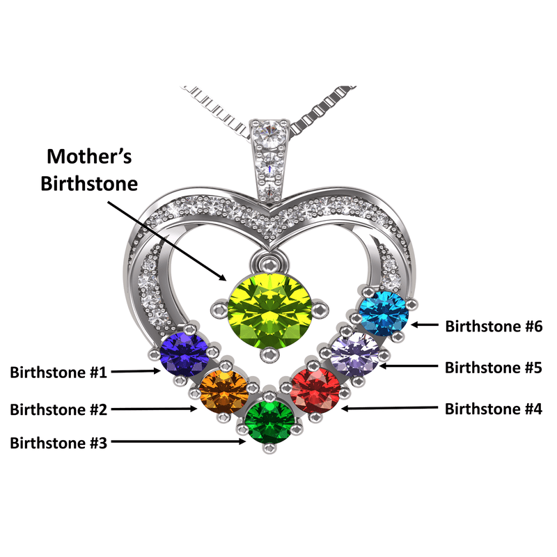 Birthstone Mother & Child Necklace with Chain - Rose Gold Plated Silver