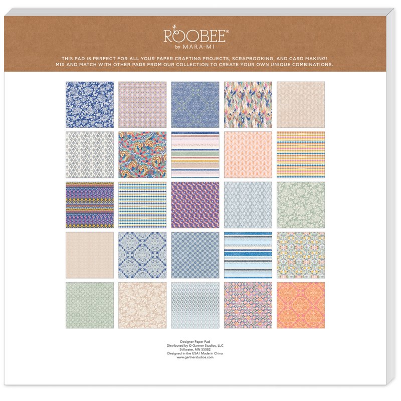 12x12 Scrapbook Paper Pad - 50 Sheets Bohemian Design, 24 lb/110 GSM