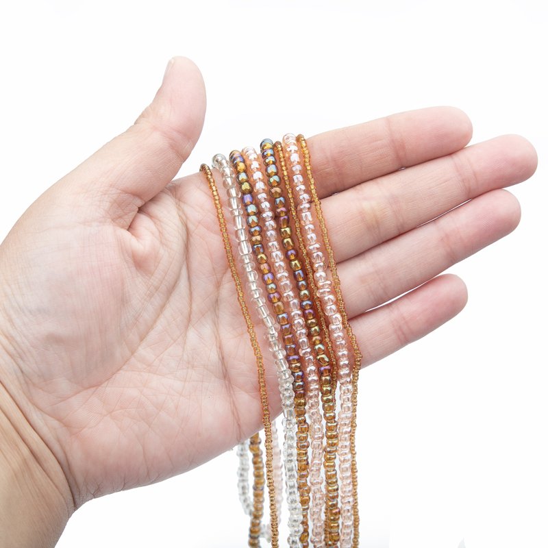 Seed Bead Set 8-Strand Pink Gold Silver Jewelry Making Supplies - 2 Pack