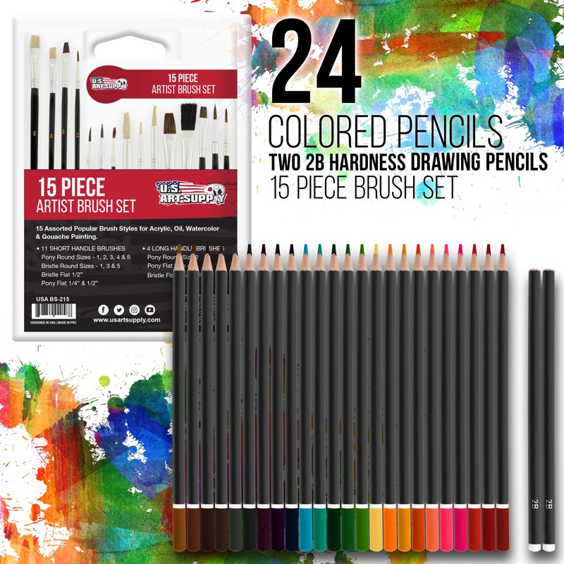 Complete 162-Piece Art & Drawing Set with Watercolors, Pastels, Pencils & Brushes