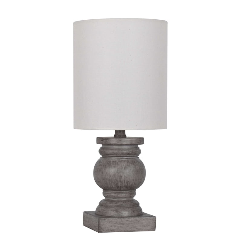 Mini Table Lamp Set - Weathered Wood Finish with White Shade - 4 Pack