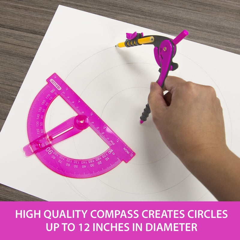 BAZIC Scale-Arm Compass w/ #2 Wood Pencil 6" Protractor Set [2807]