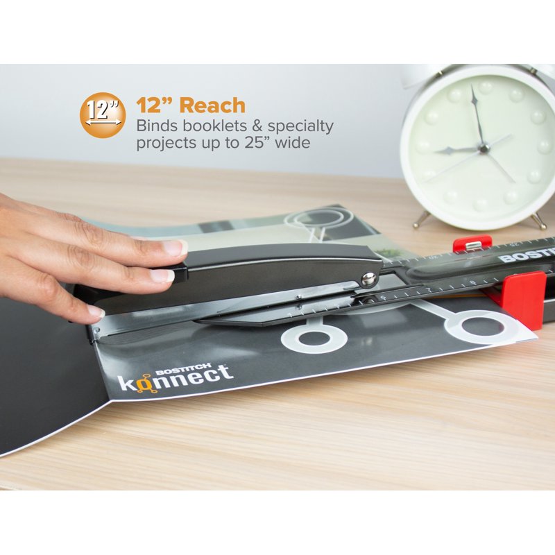 Long Reach Stapler 12 Inch Heavy Duty Office Booklet Stapler with Adjustable Guide