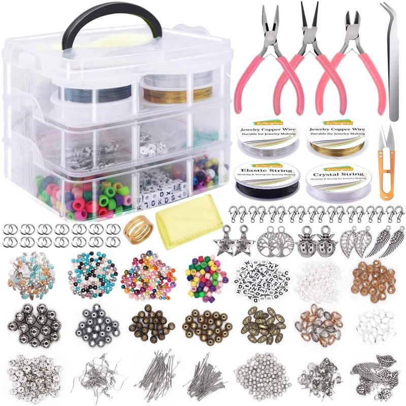 DIY Jewelry Making Kit for Beginners - Beads, Metal Accessories & Tools, 1366 Pieces