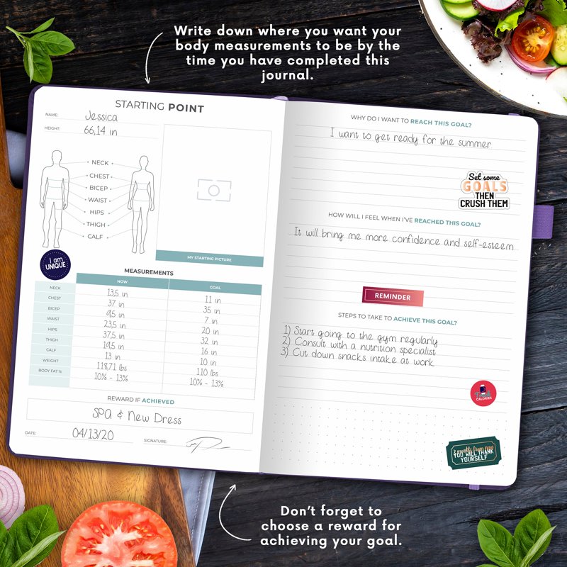 Weekly Meal Planner Journal with Grocery Lists & Trackers - Undated, 1 Year