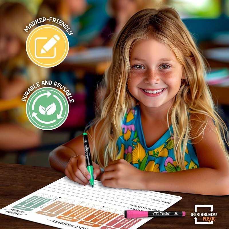 Small Dry Erase Whiteboard Sheets for Math Practice - 9x12 Inch 10 Pack