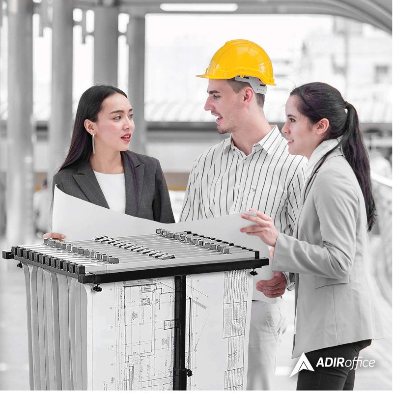 Adjustable Blueprint Storage Organizer - Heavy Duty Steel Construction