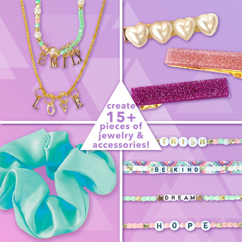 DIY Jewelry and Hair Accessories Kit for Kids Ages 8+ - Create 15 Custom Pieces