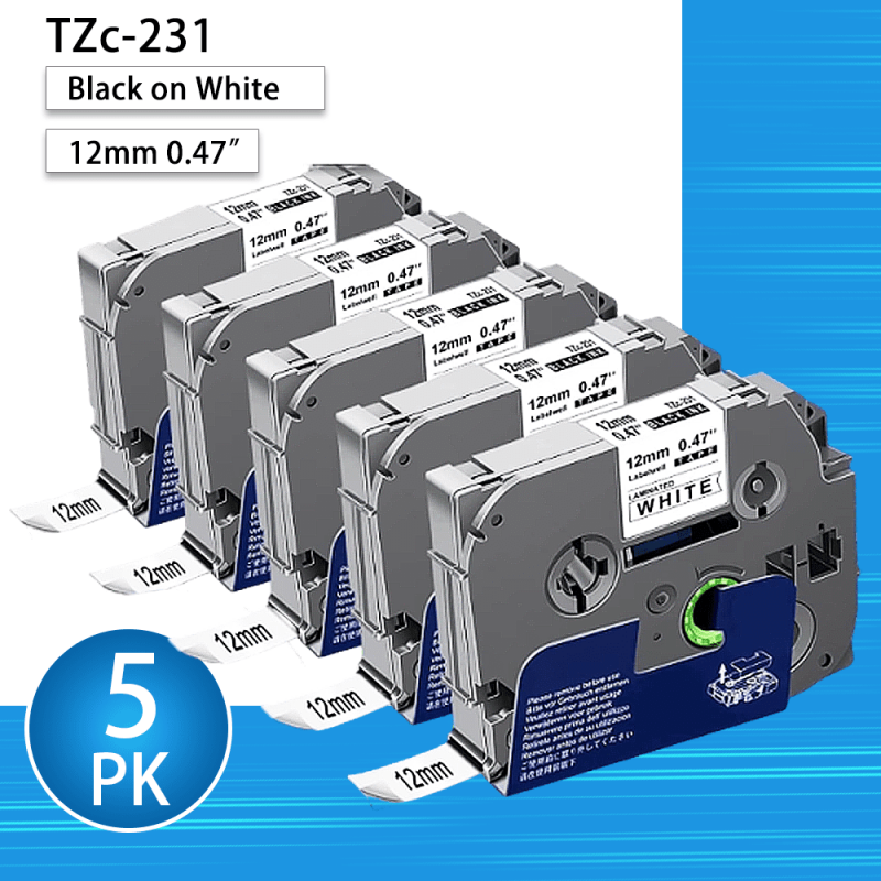 Label Maker Tape Replacement for Brother P Touch TZe231 12mm Laminated White