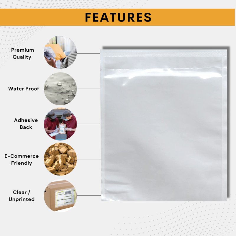100 Pack Shipping Label Sleeves - Waterproof Peel & Seal Envelope Pouches for Documents & Labels