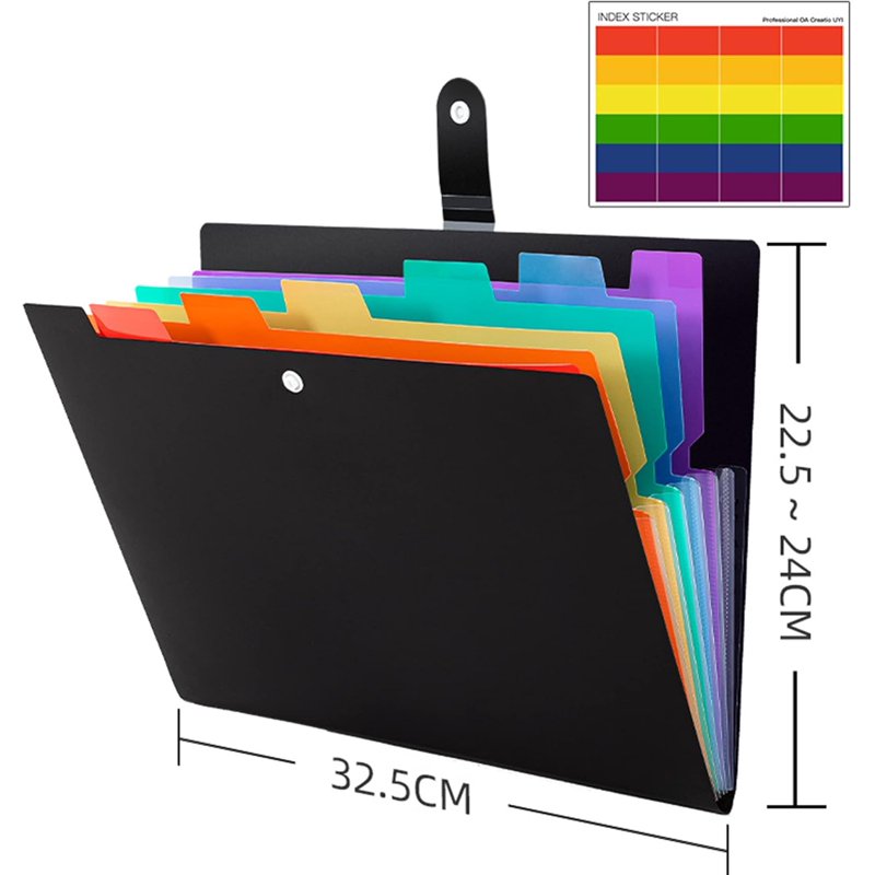 7-Pocket Expanding File Folder Set - Durable Letter & A4 Document Organizer for Office & School