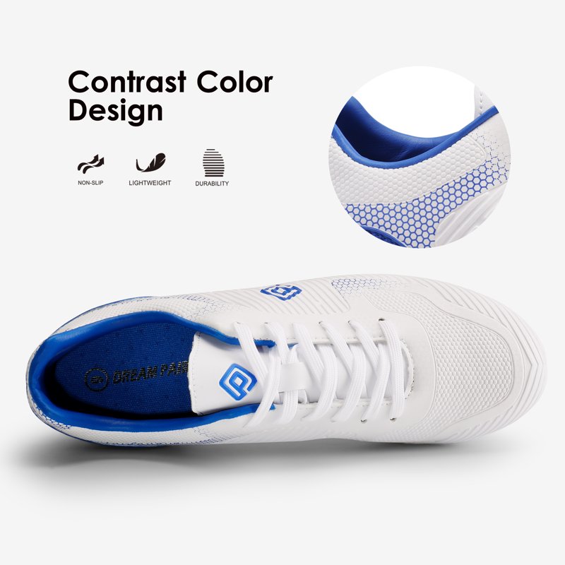 Dream Pairs Men’s Soccer Cleats Firm Ground Outdoor Shoes White/Royal 12