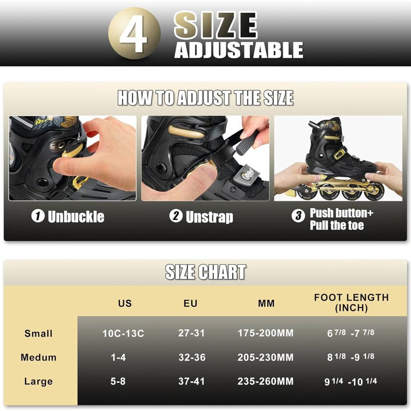 Adjustable Kids Inline Skates with Flashing Wheels for Boys & Girls