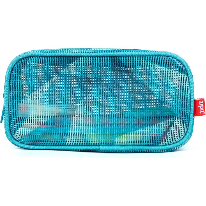Double Compartment Mesh Pencil Case - Transparent Stationery Organizer for School & Makeup