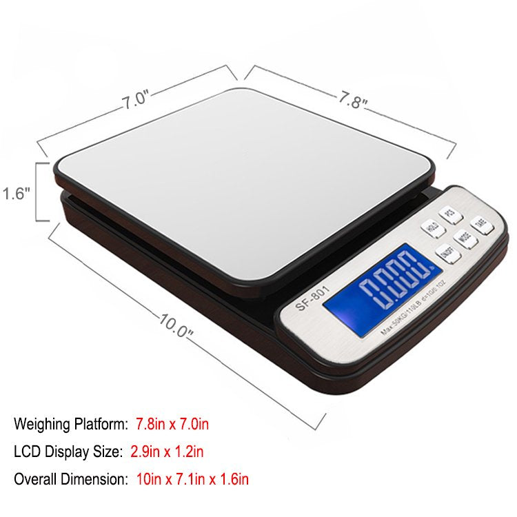Digital Postal Scale 110 lbs Capacity Stainless Steel Platform for Shipping