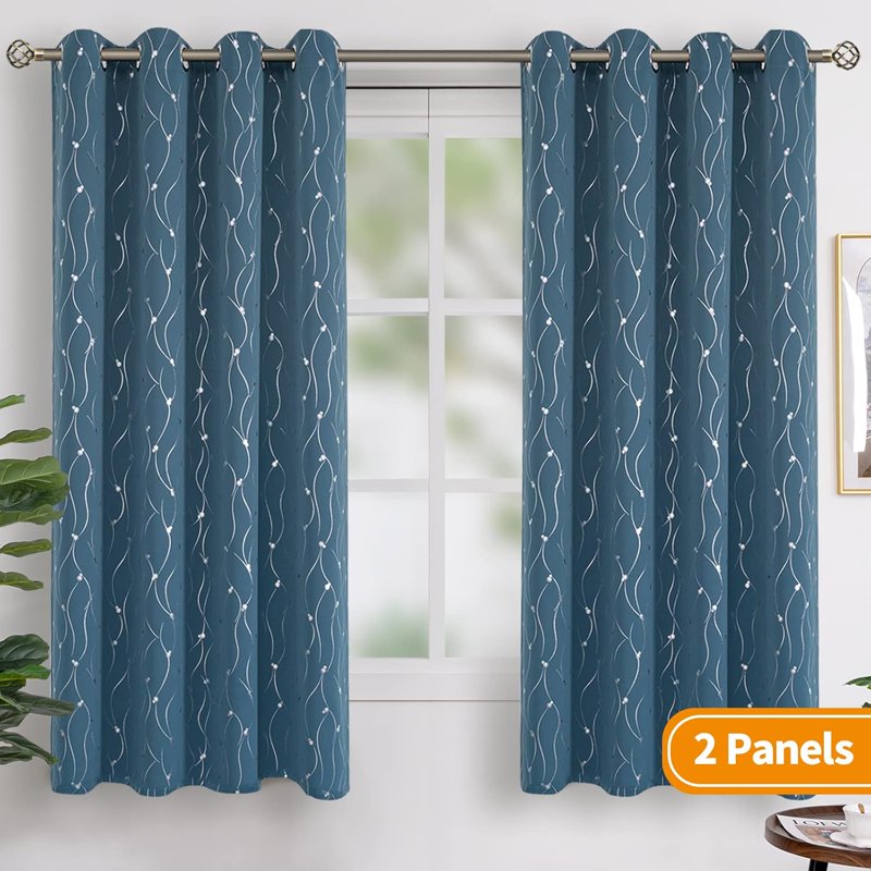 Thermal Insulated Blackout Curtains 52 x 63 Inches - Grommet Room Darkening Drapes for Bedroom & Living Room