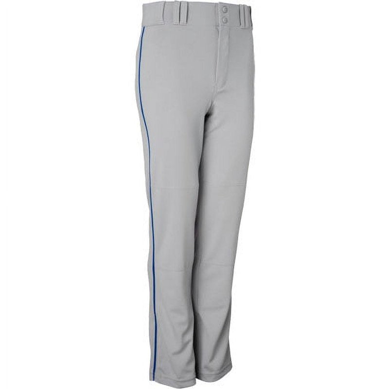 Adult Baseball Pants with Braid - Open Bottom, Reinforced Knees, 2XL Grey