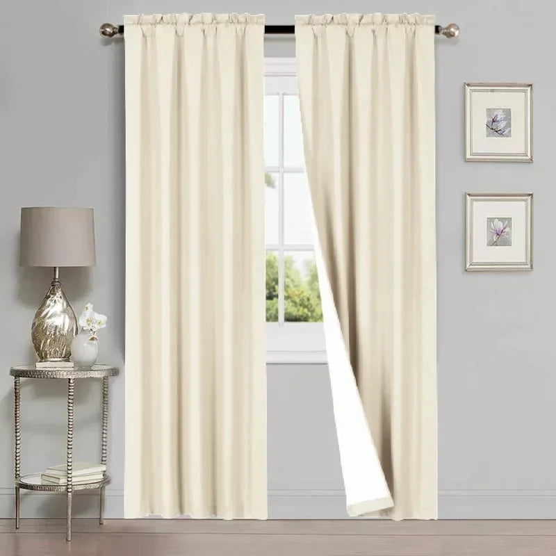 Light Filtering Microfiber Window Curtain Panel - 35x84 Inches, Rod Pocket, Ivory