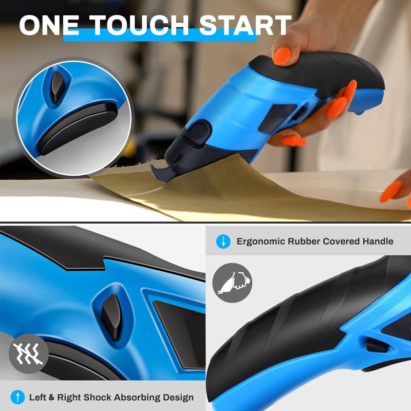 Cordless Electric Scissors - Electric Cutter for Fabric, Cardboard, Craft & Leather (Replacement Blade Included)