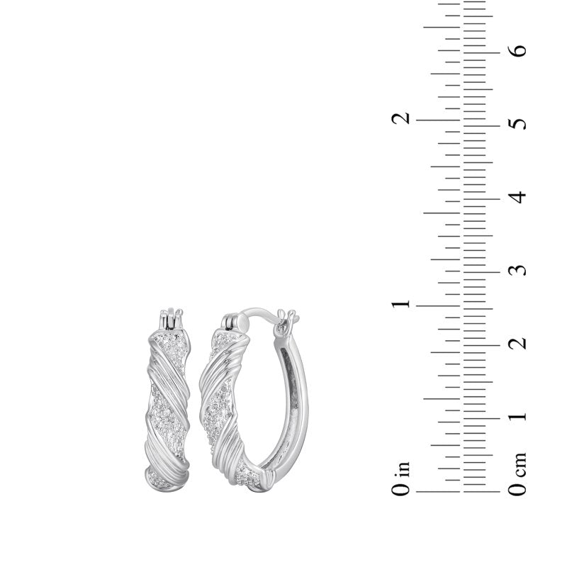 Diamond Accent Hoop Earrings - Two-Tone Rhodium Plated Jewelry for Women