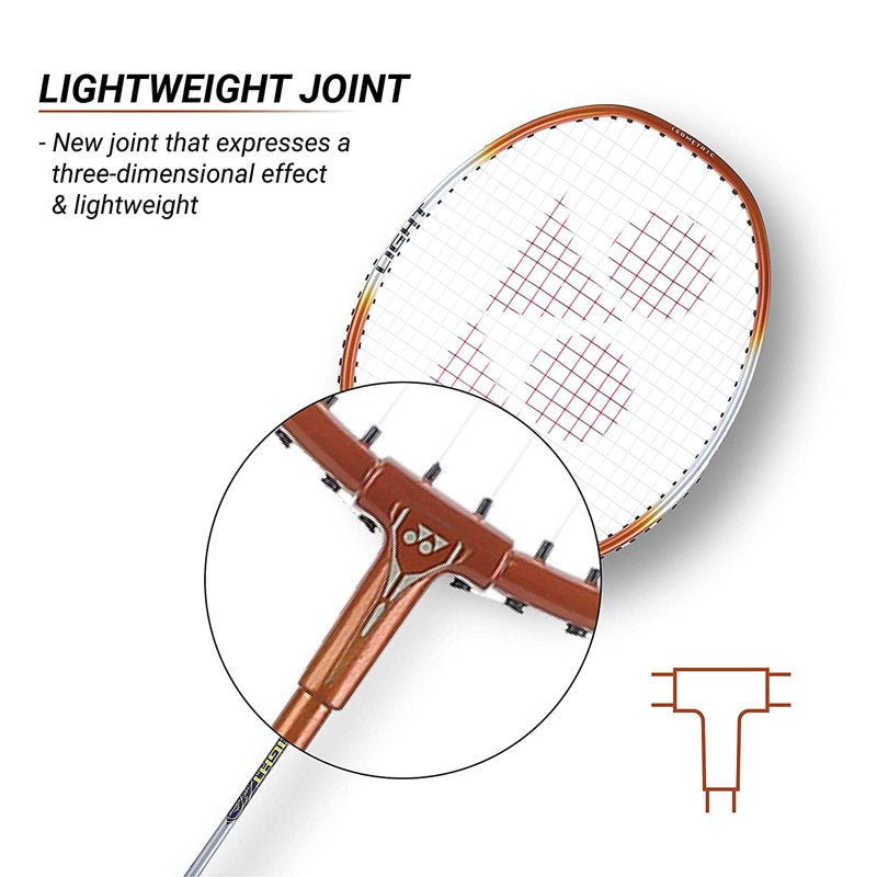 Yonex ZR 100 Light Aluminium Badminton Racquet Set of 2 - Orange, Strung, Lightweight for Beginners & Intermediate