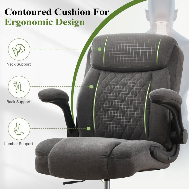 Tall Office Chair for Standing Desks Ergonomic Adjustable High Back Chair with Flip-Up Armrest
