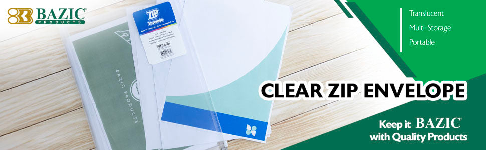 Plastic Envelope Zip Closure 24-Pack Clear Office Document Folders