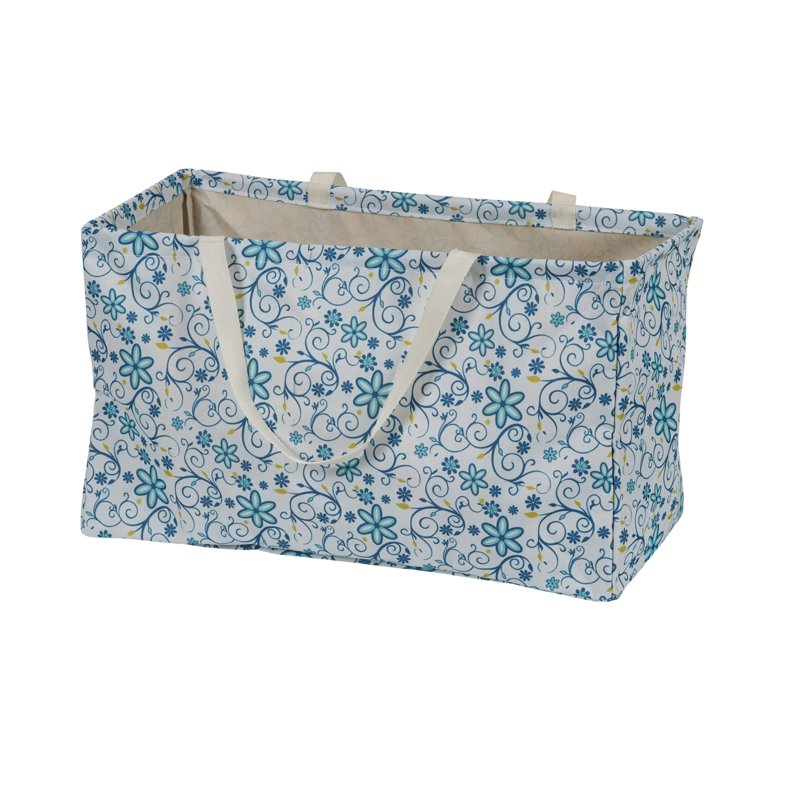 Water-Resistant Canvas Utility Tote with Handles - Floral Pattern, Large Storage Bag