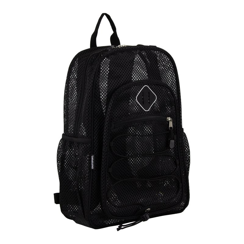 Mesh Backpack with Bungee Cord and Multiple Storage Compartments