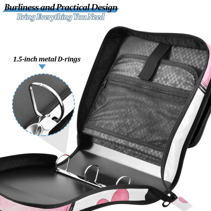 Waterproof Zipper Binder with Shoulder Strap, 2-Inch D-Ring, Holds 500 Sheets